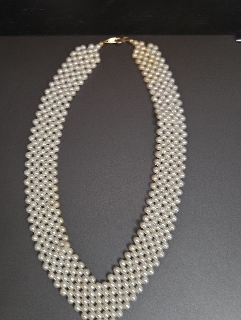 Elegant Multi-Strand Pearl Collar Necklace - White  Pearls